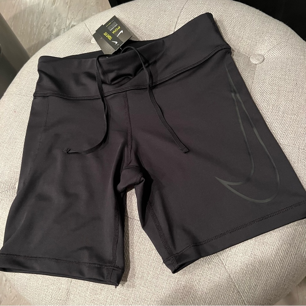 NWT Nike black spandex shorts with drawstring
